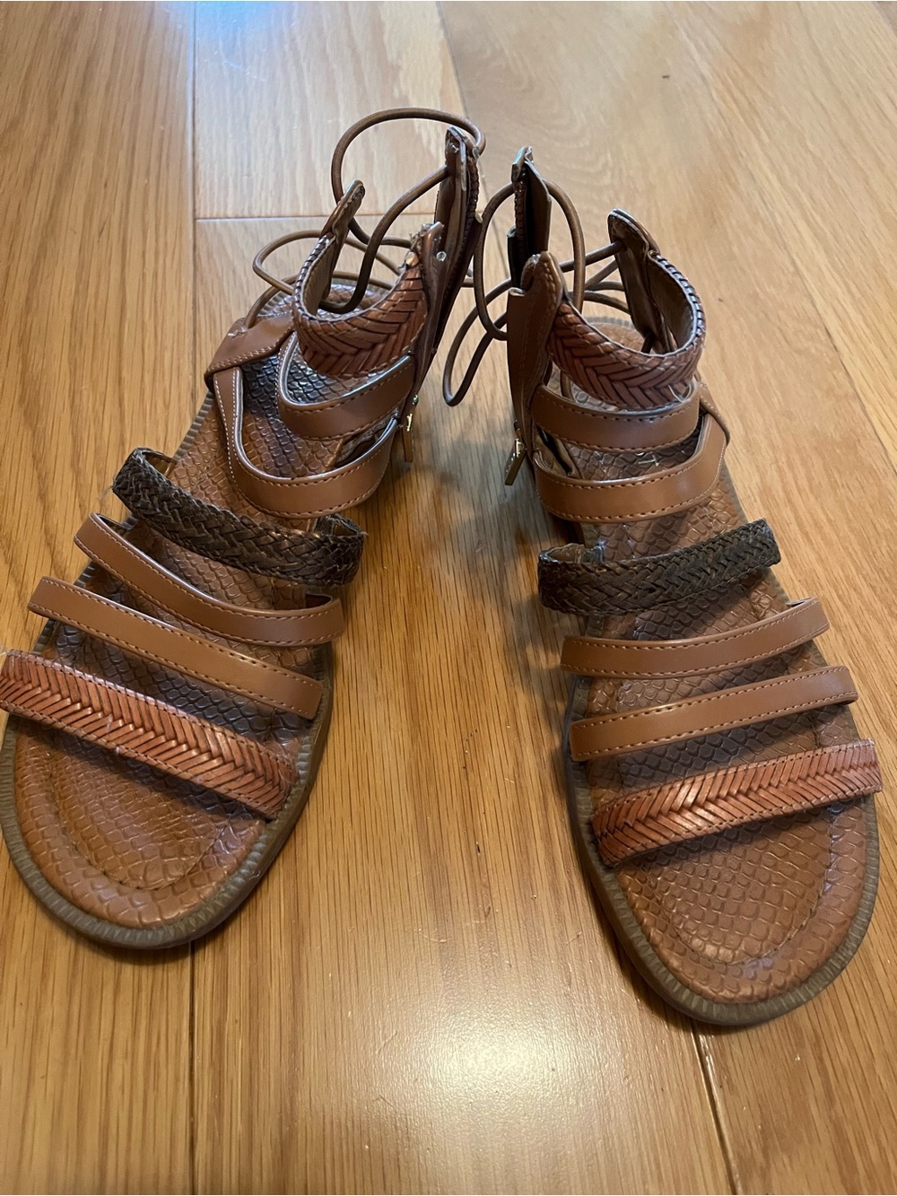 Nine West Brown Braided Strappy Gladiator Sandals